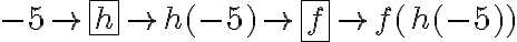  {-5} \rightarrow \boxed{h} \rightarrow  {h(-5)} \rightarrow \boxed{f} \rightarrow f( {h(-5)})