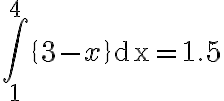 \int_{1}^{4}\{3-x\} \mathrm{dx}=1.5