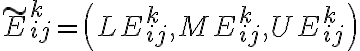 \widetilde{E}_{i j}^{k}=\left(L E_{i j}^{k}, M E_{i j}^{k}, U E_{i j}^{k}\right)