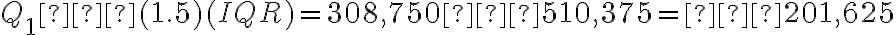 Q_1 – (1.5)(IQR) = 308,750 – 510,375 = –201,625