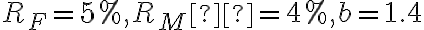 R_{F} = 5%, R_{M} = 4%, b = 1.4 