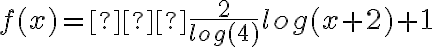 f(x)=–\frac{2}{log(4)}log(x+2)+1