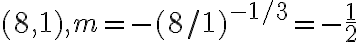 (8,1), m=-(8 / 1)^{-1 / 3}=-\frac{1}{2}