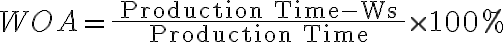 W O A=\frac{\text { Production Time-Ws }}{\text { Production Time }} \times 100 \%