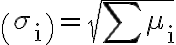 \left(\sigma_{\mathrm{i}}\right)=\sqrt{\sum \mu_{\mathrm{i}}}