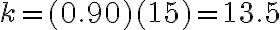 k=(0.90)(15)=13.5