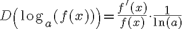 D\left(\log _{a}(f(x))\right)=\frac{f^{\prime}(x)}{f(x)} \cdot \frac{1}{\ln (a)}